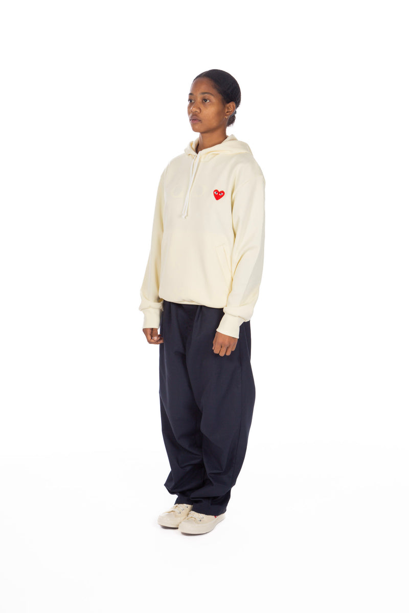 Pullover Heart Embroidered Hoodie Ivory