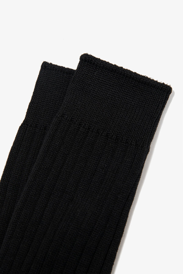 Athletic Sock Black Ribbed