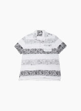 Camp Shirt White Cotton Fringe Patchwork