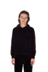 Track Hoodie Velour Black/Purple