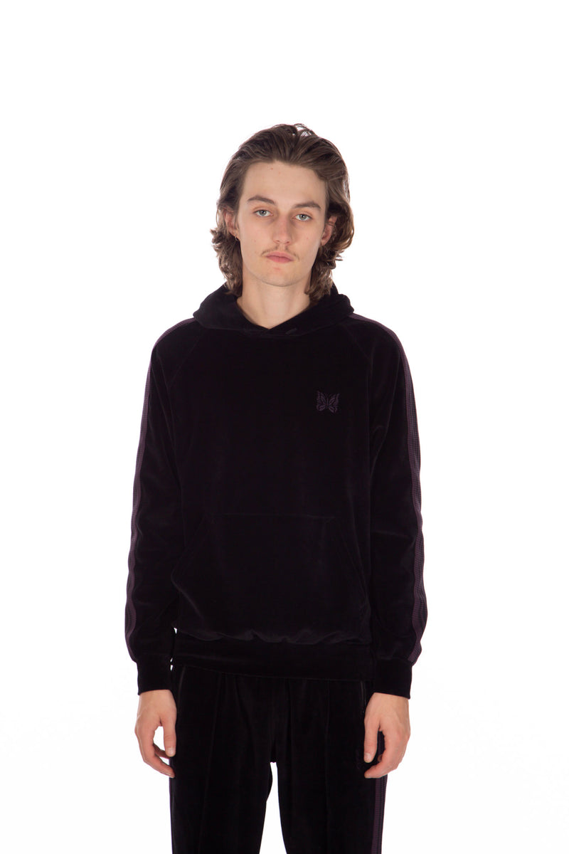Track Hoodie Velour Black/Purple