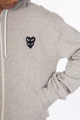 Grey / Black Stacked Heart Zip Hoodie