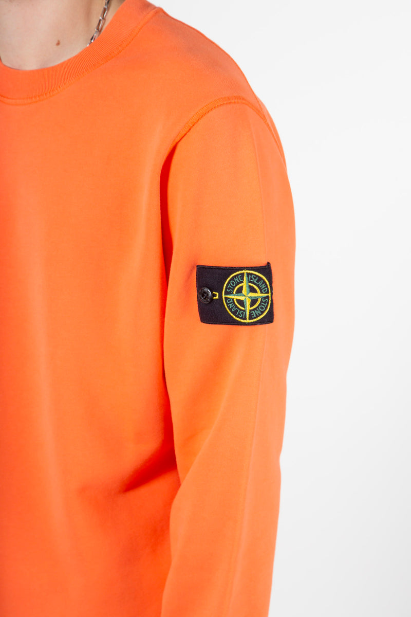 Brushed Cotton Fleece Crewneck Orange
