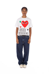 Multi Heart Print Tee White Red