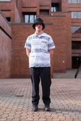 Camp Shirt White Cotton Fringe Patchwork