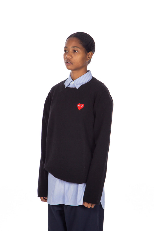 Knit lambswool Heart Crewneck Black/Red