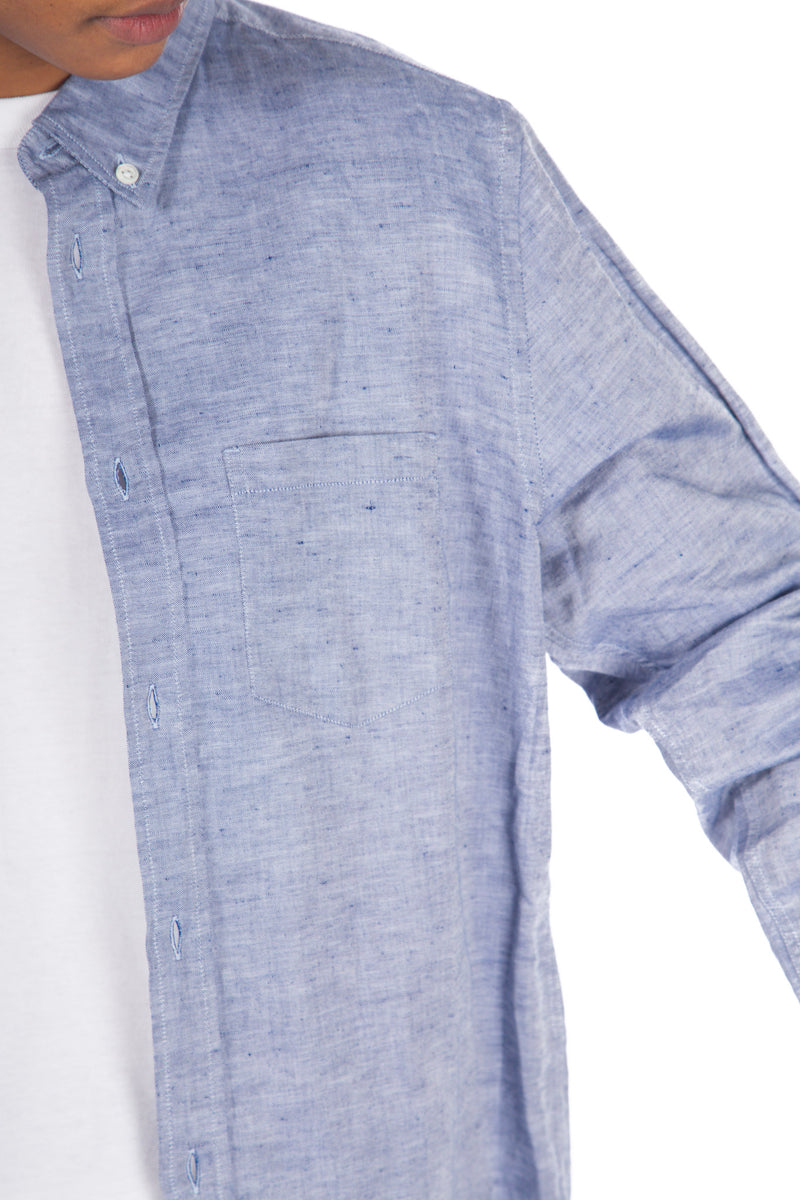 Osvald BD Cotton Linen Shirt True Blue