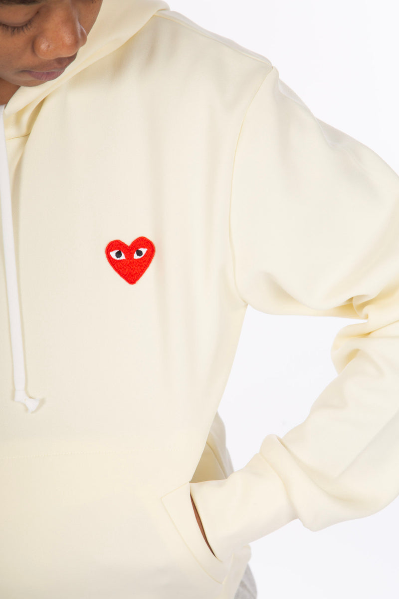 Pullover Heart Embroidered Hoodie Ivory