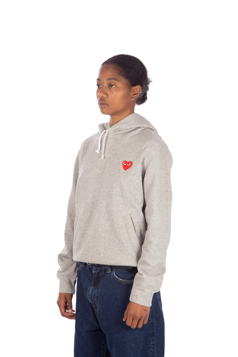 Grey Pullover Heart Embroidered Hoodie