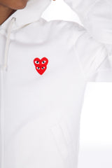 Stacked Heart Hooded Sweatshirt White/ Red