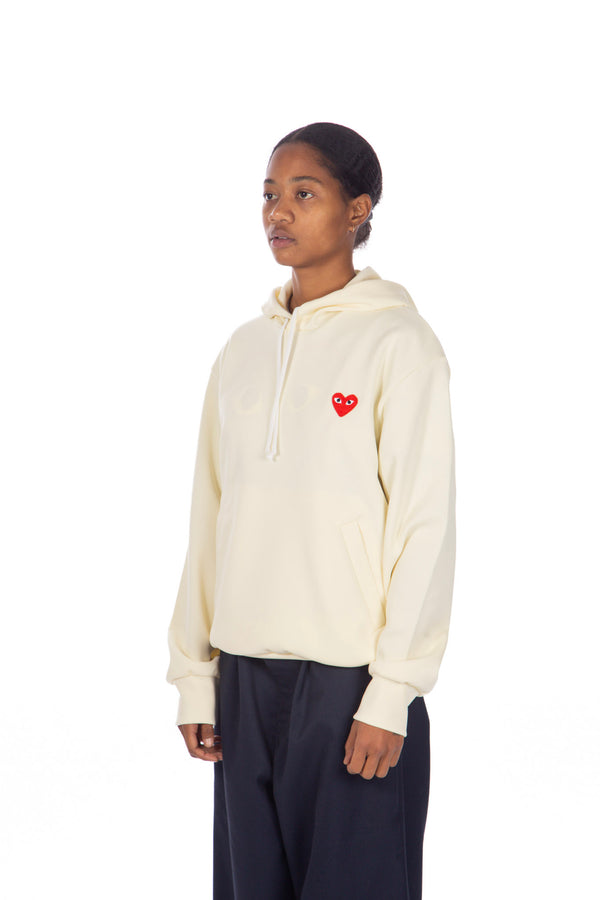 Pullover Heart Embroidered Hoodie Ivory