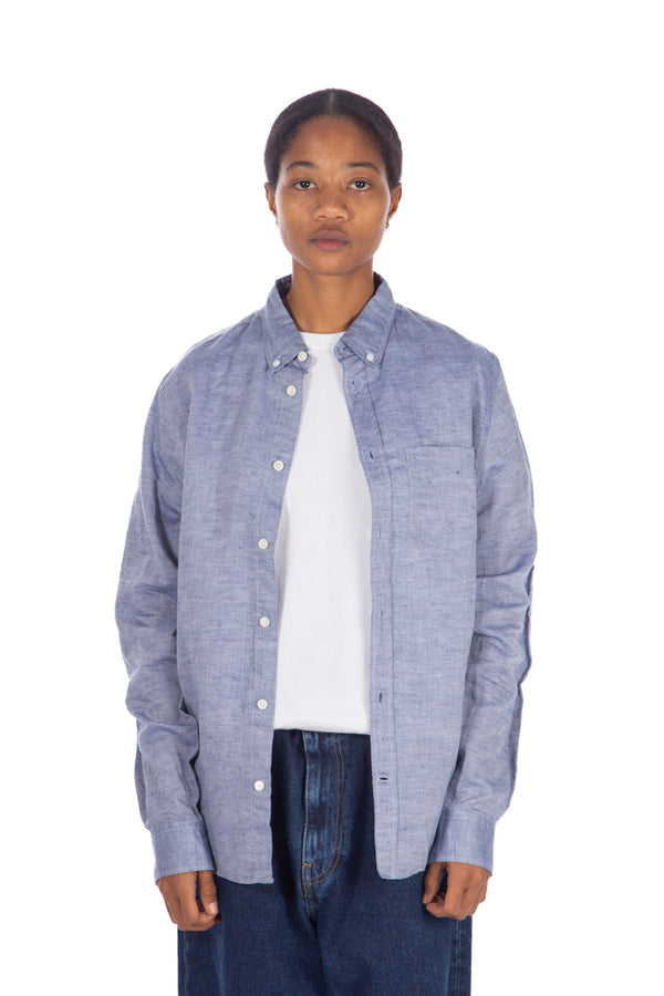 Osvald BD Cotton Linen Shirt True Blue