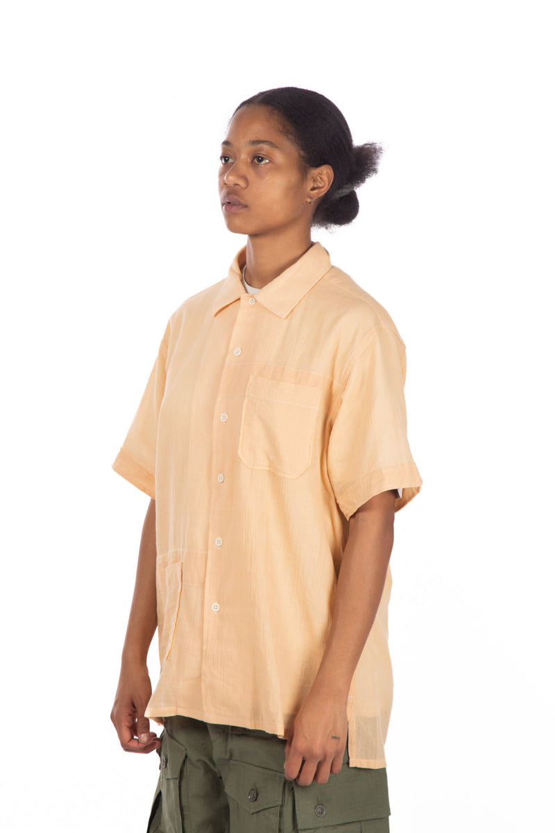 Cotton Crepe Camp Shirt Coral