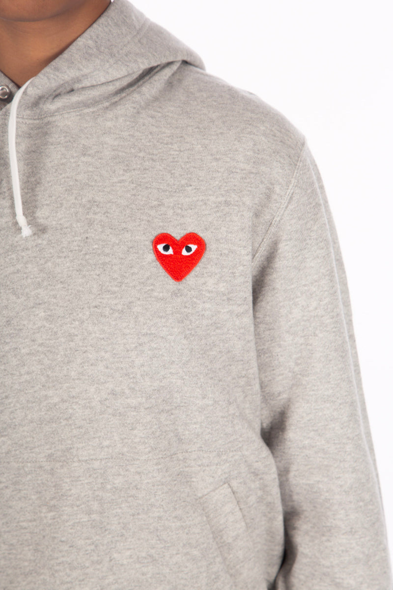 Grey Pullover Heart Embroidered Hoodie