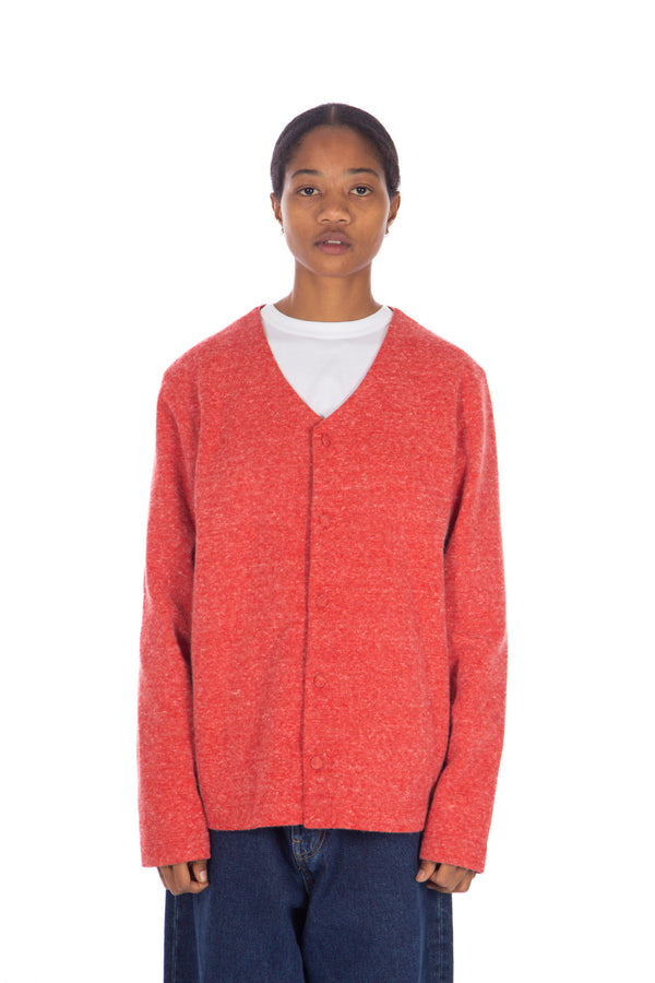 Angora/Wool Blend Cardigan Hyper Crimson Raspberry