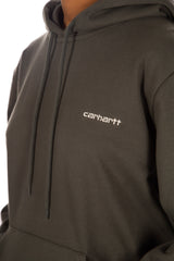 Hooded Script Embroidery Sweatshirt Hemlock Green