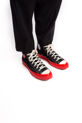 CDG X Converse Single Heart Hi Black/Red/Egret