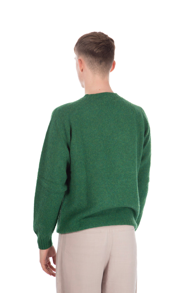 '91 Collection Costume Knit Shetland Wool Crew Money Green