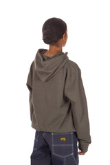 Hooded Script Embroidery Sweatshirt Hemlock Green
