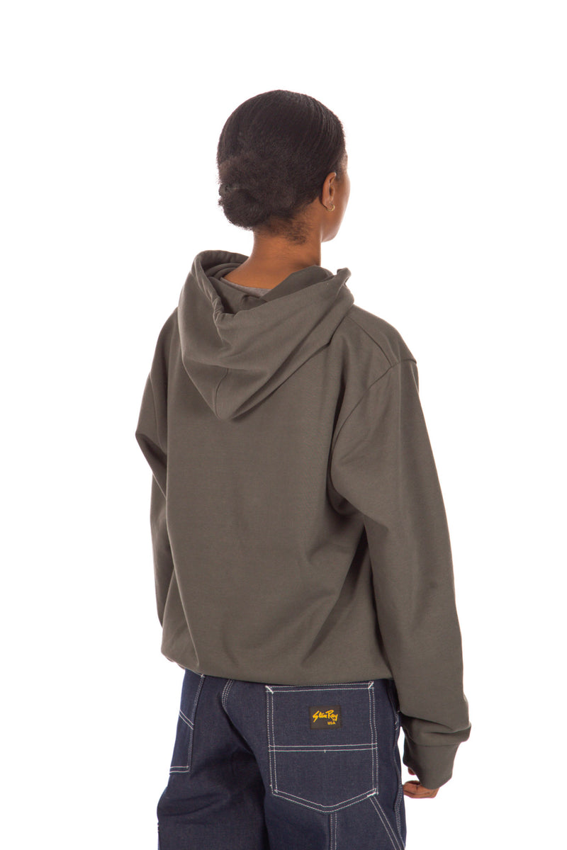 Hooded Script Embroidery Sweatshirt Hemlock Green