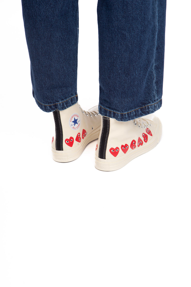 CDG X Converse Multi Heart Hi Off White