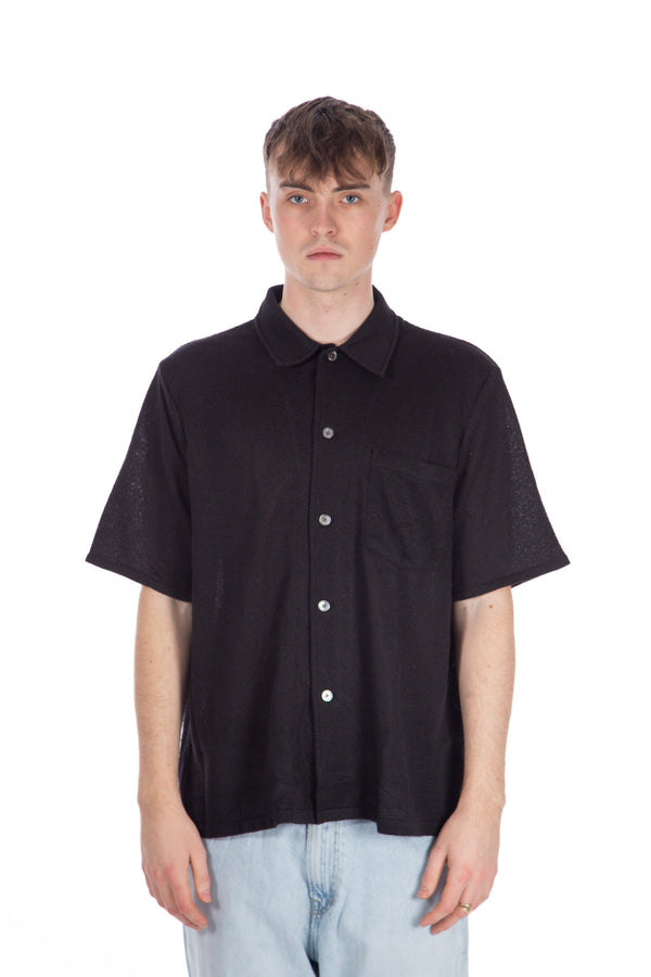 Box Shirt Short Sleeve Black Boucle