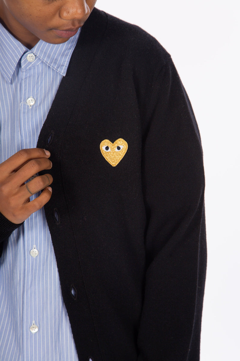 Gold Heart Cardigan Black