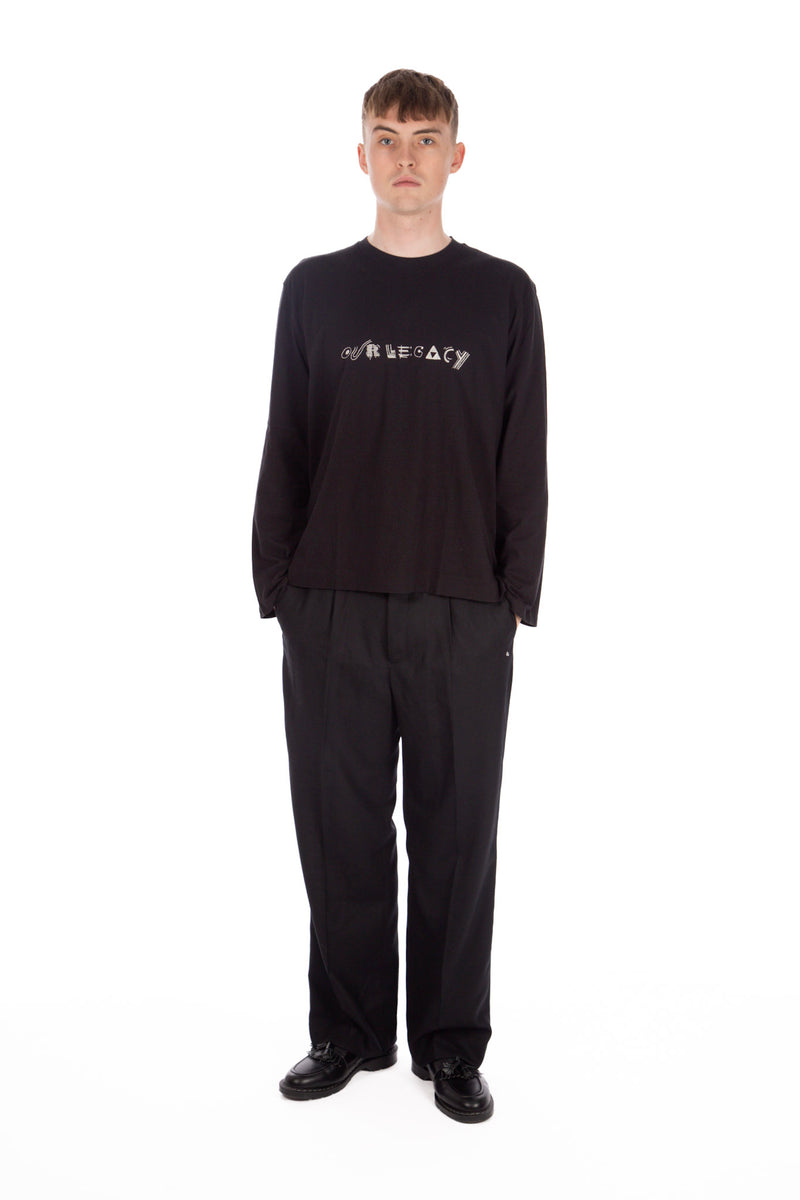 Box Long Sleeve Abstract Embroidery Black