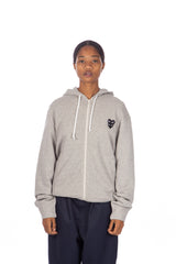 Grey / Black Stacked Heart Zip Hoodie