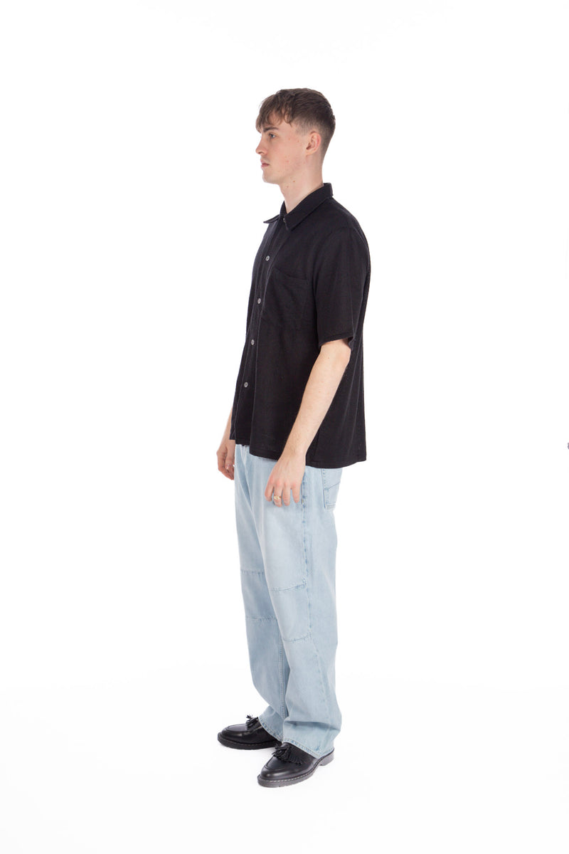 Box Shirt Short Sleeve Black Boucle