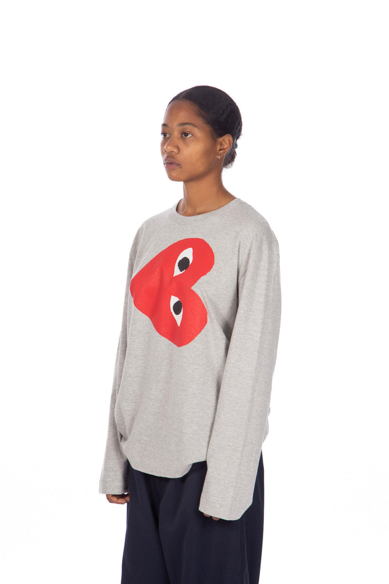 Grey Sideways Print L/S Tee