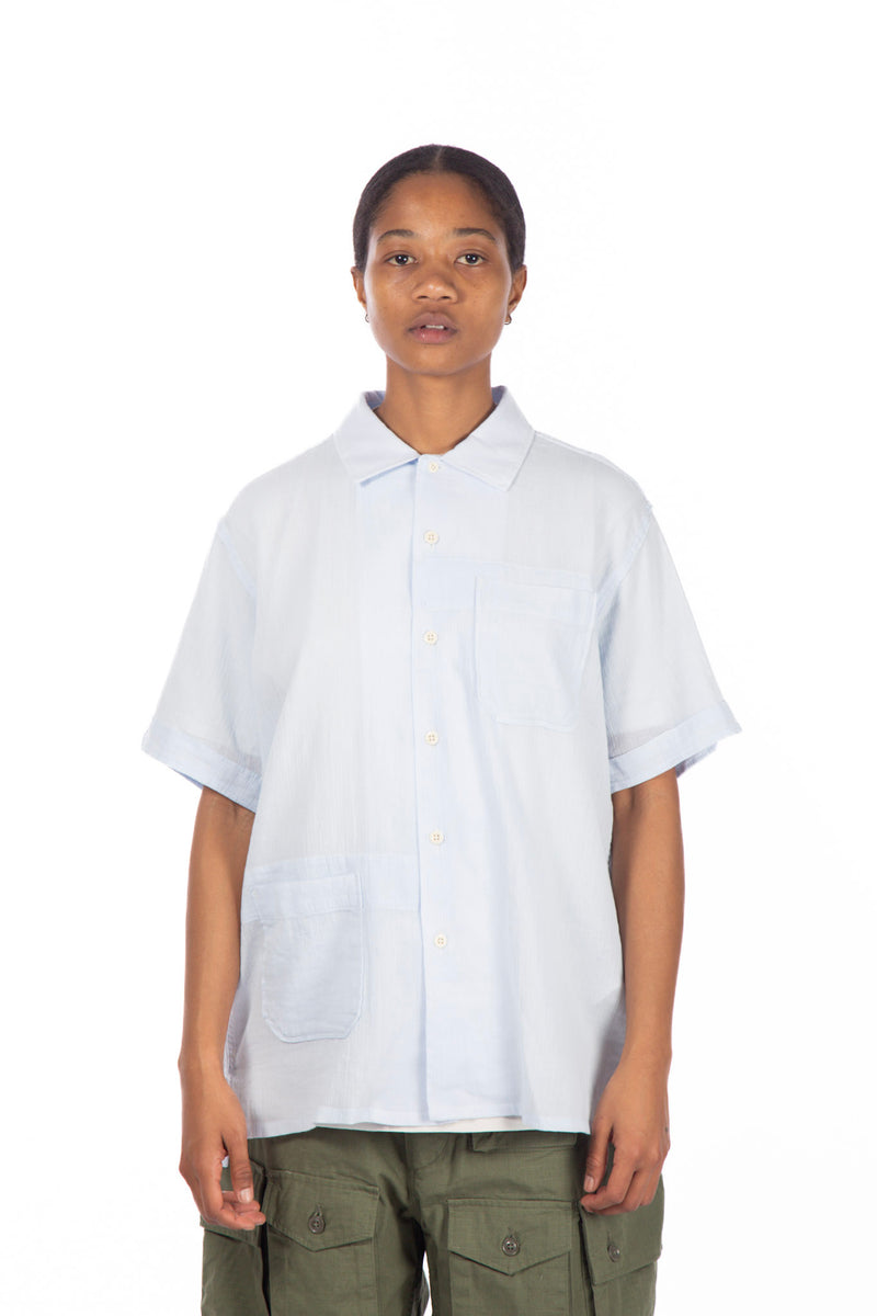 Cotton Crepe Camp Shirt Lt Blue