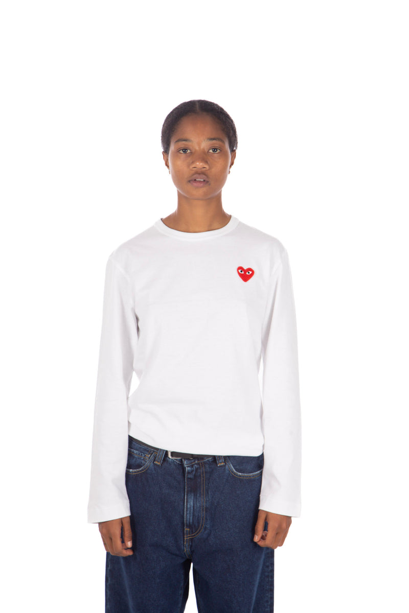 Heart Logo Long Sleeve Tee White / Red