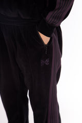 Narrow Track Pants Velour Black/Purple