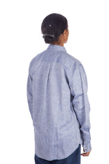 Osvald BD Cotton Linen Shirt True Blue