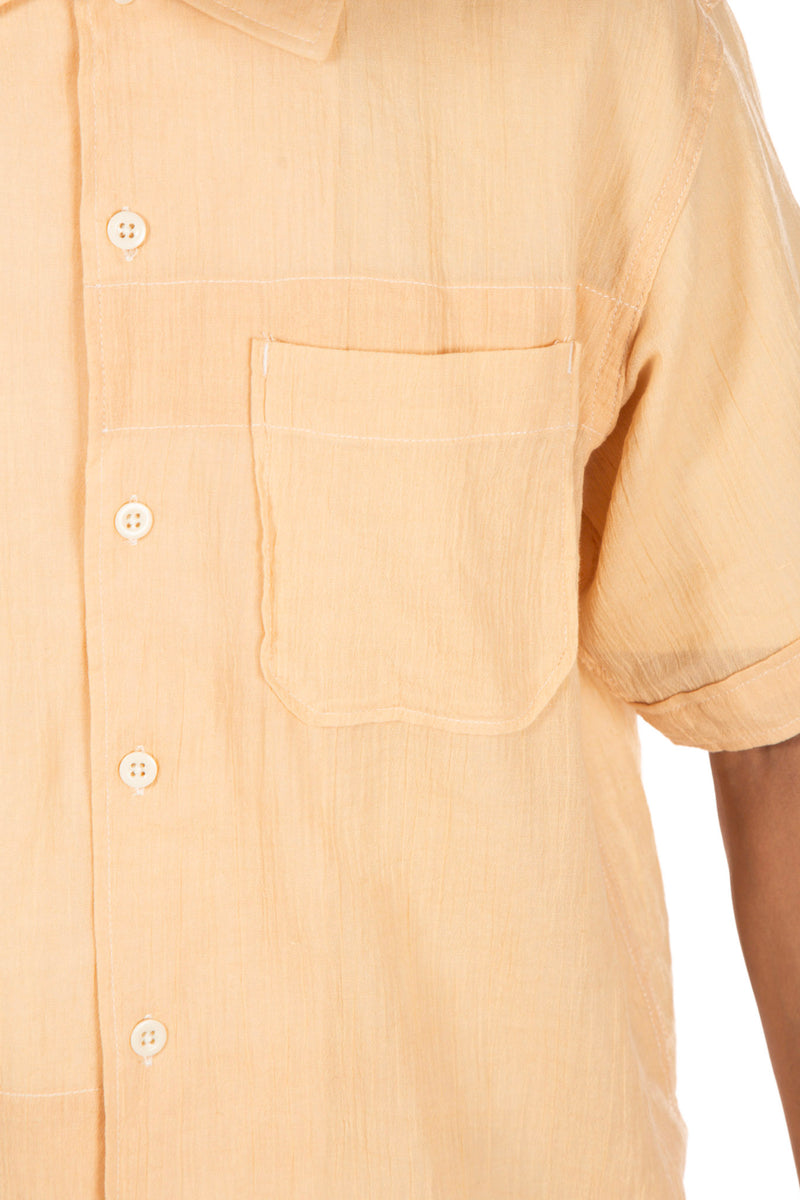 Cotton Crepe Camp Shirt Coral