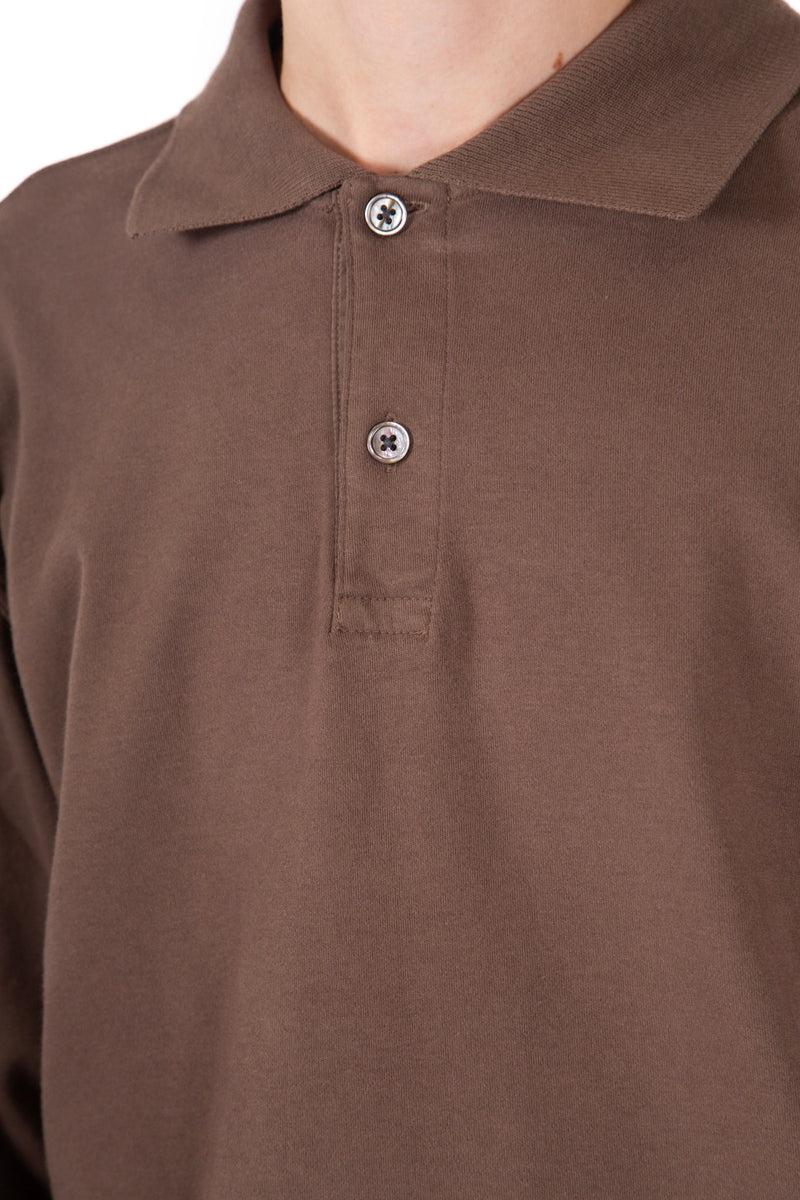 Two Button Polo Dark Taupe