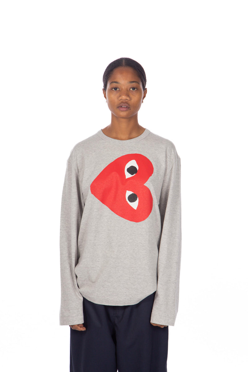 Grey Sideways Print L/S Tee