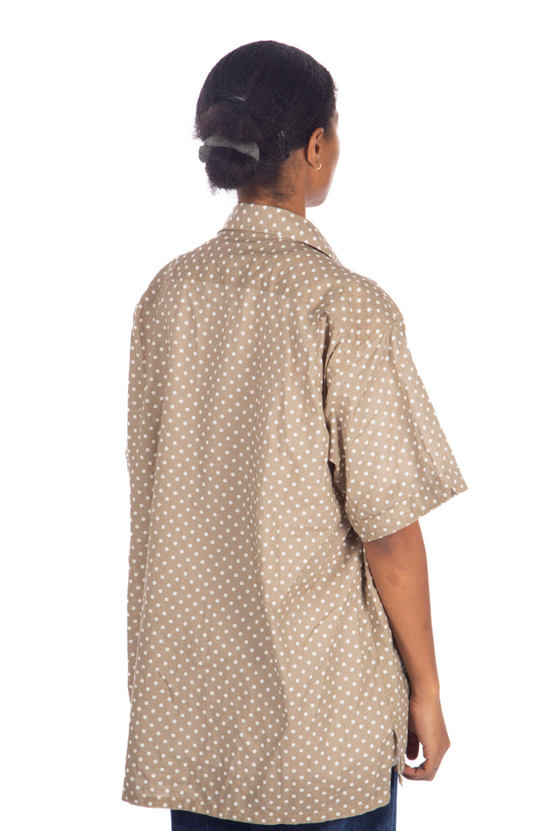 Camp Shirt Tan Polka Dot
