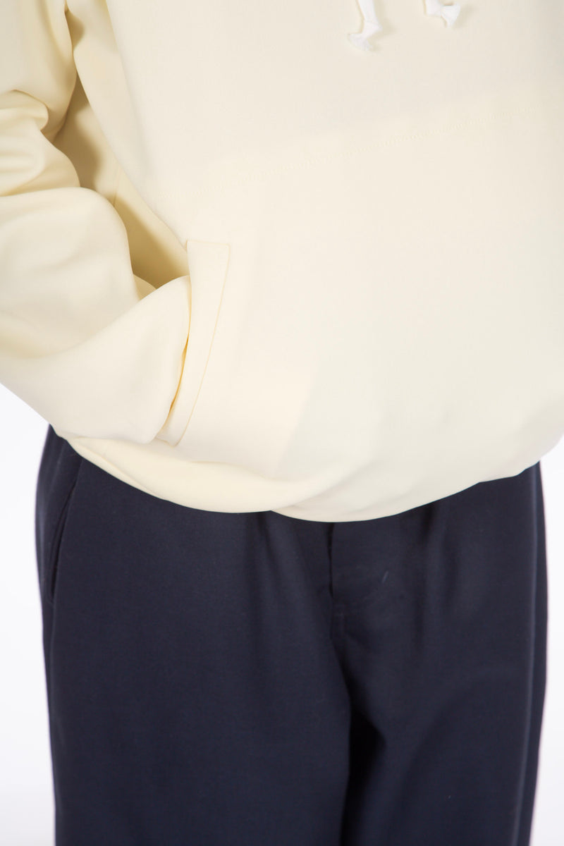 Pullover Heart Embroidered Hoodie Ivory