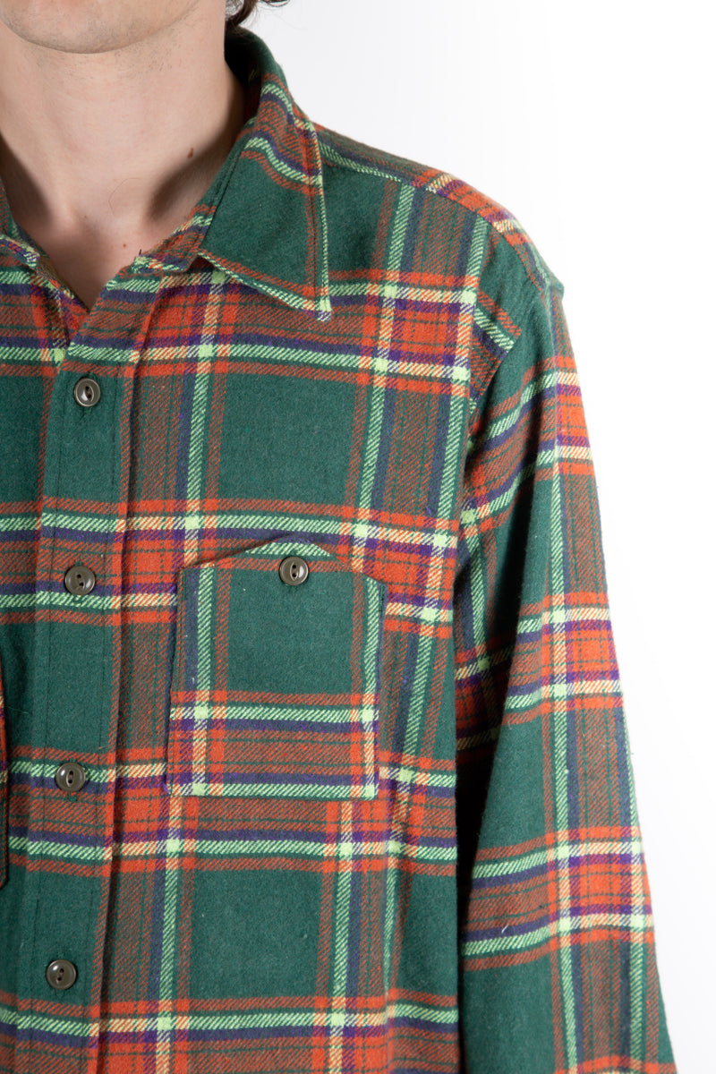 Green/Orange Heavy Plaid Work Shirt