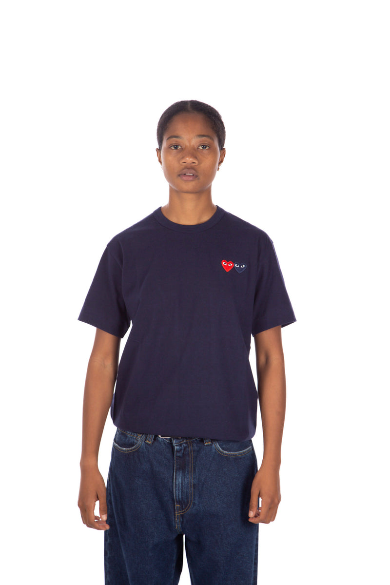 Double Heart T-shirt Navy