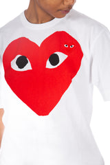 Big Red Heart W/ Red Embroidery Tee White