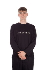 Box Long Sleeve Abstract Embroidery Black