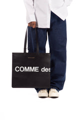 Leather Tote Huge Logo Black - SA9001HL