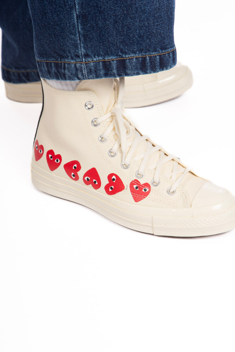 CDG X Converse Multi Heart Hi Off White