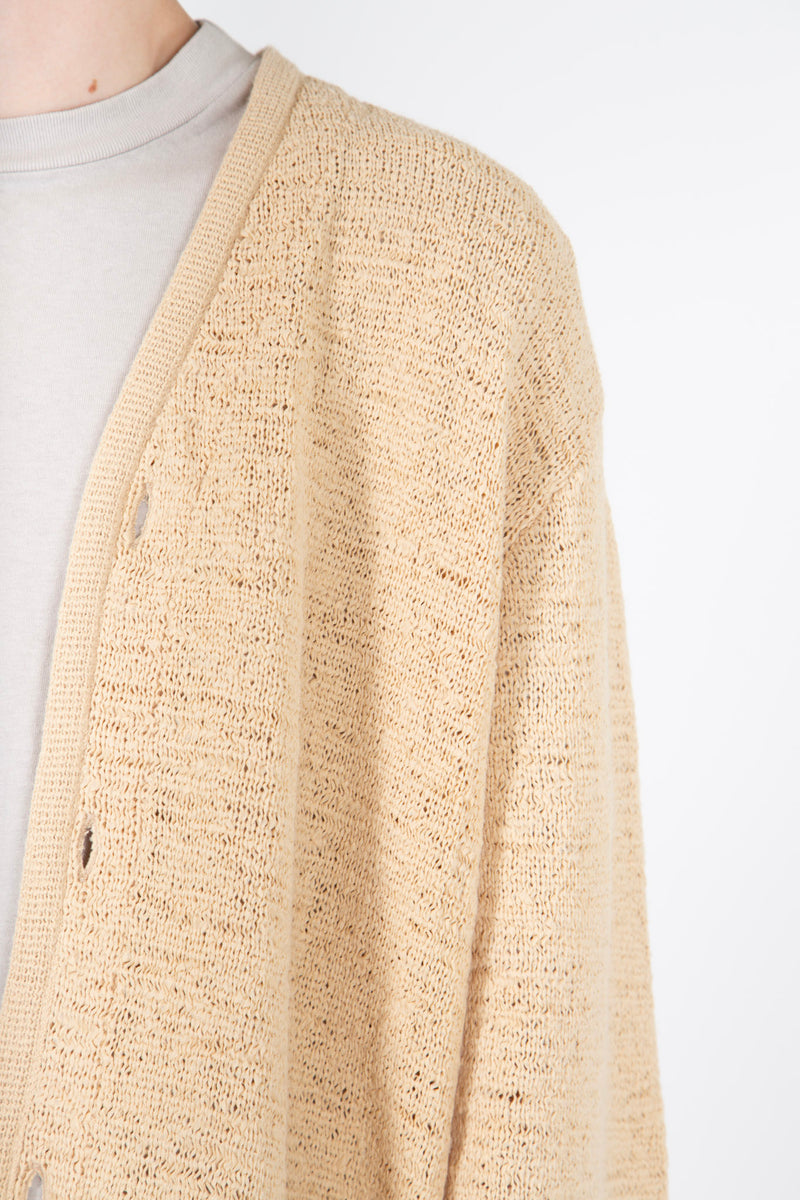 Knit Cardigan Beige Faux Cord