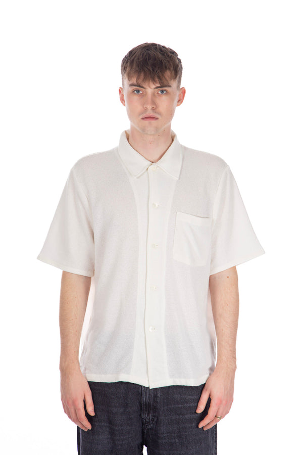 Box Shirt Short Sleeve White Boucle