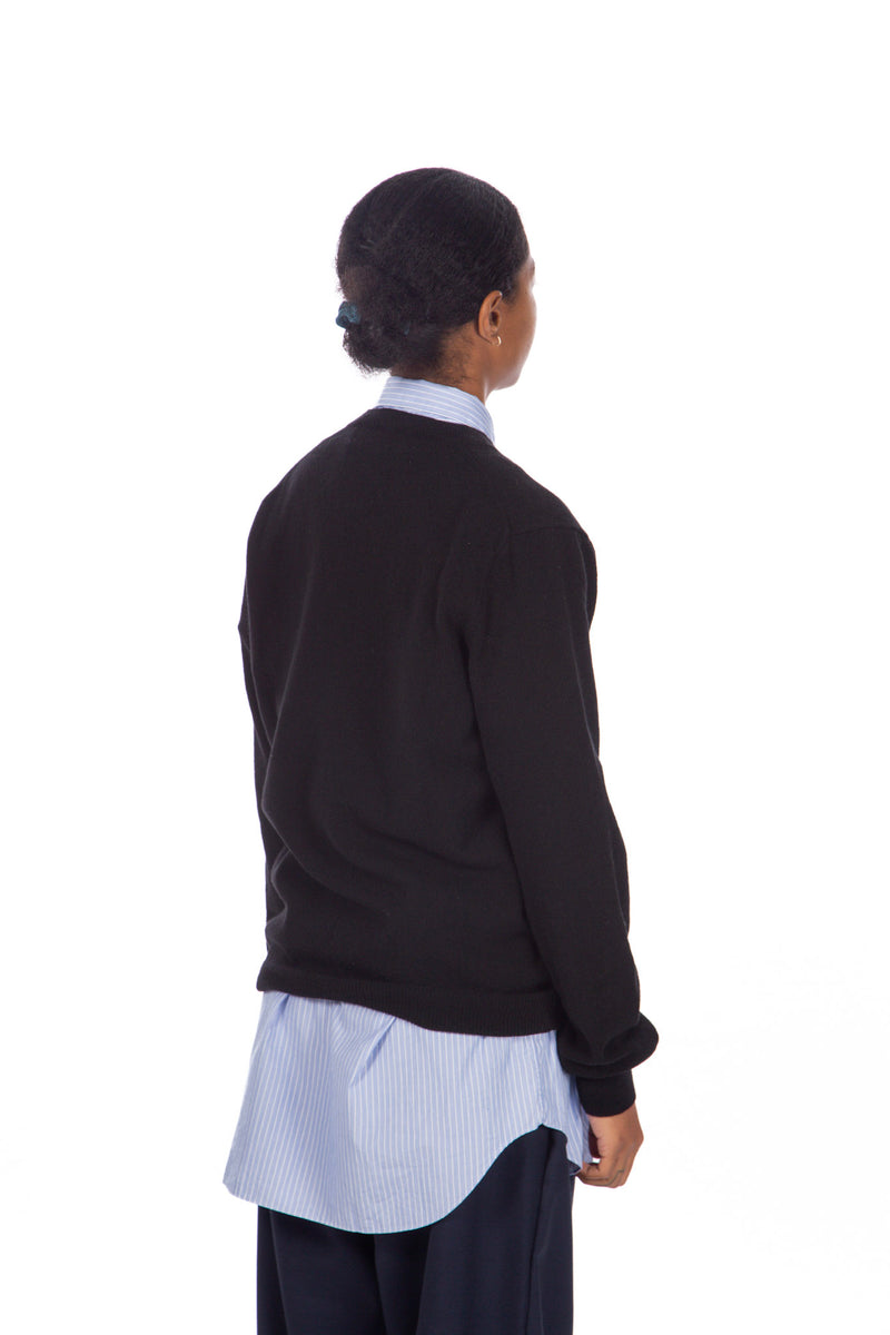 Knit Lambswool Little Heart V-Neck Black / Red