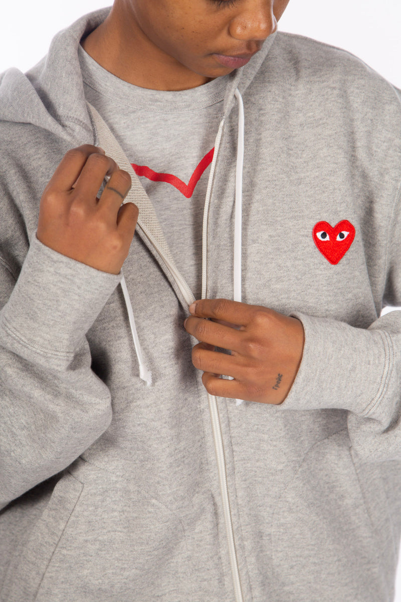 Heart Logo Zip Hoodie Grey